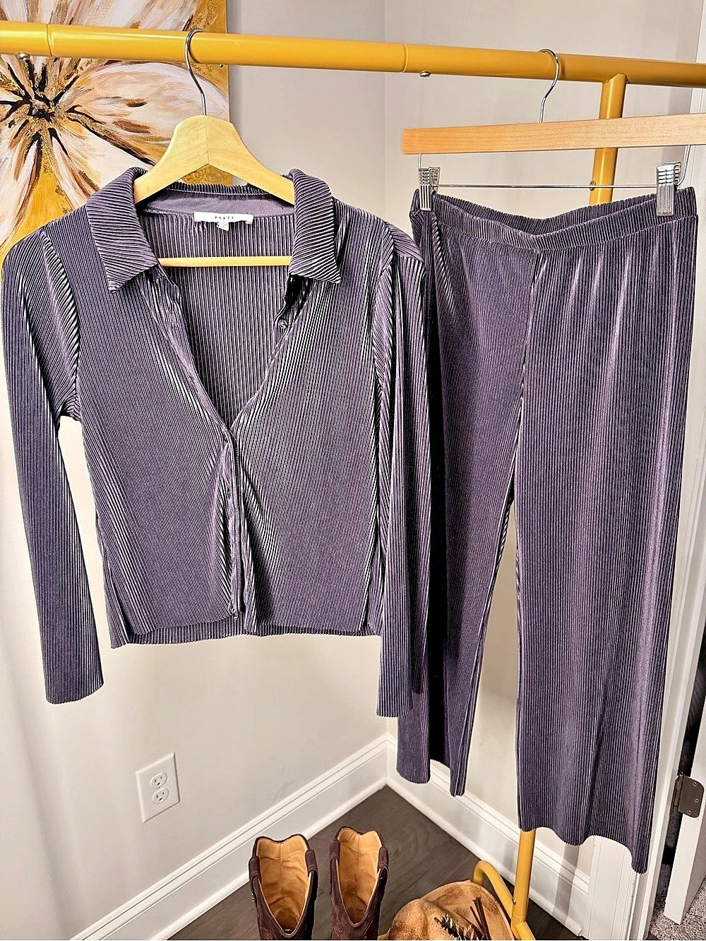 RO&DE Pleated Two-Piece Set in Black Size Small Like New